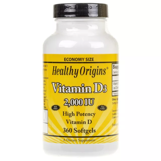 Healthy Origins Vitamine D3 2000 IU, 360 capsules