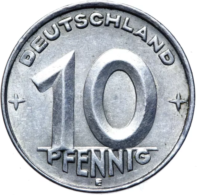 Deutschland DDR - Münze 10 Pfennig 1950 E - Münzstätte Muldenhütten - Aluminium