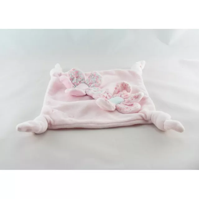 Doudou plat carré fleurs rose bleu Liliblue KALOO - 10467