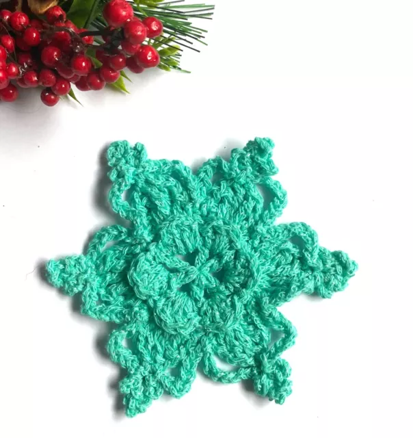 6 Christmas snowflakes Crochet christmas tree decor Christmas stars turquoise