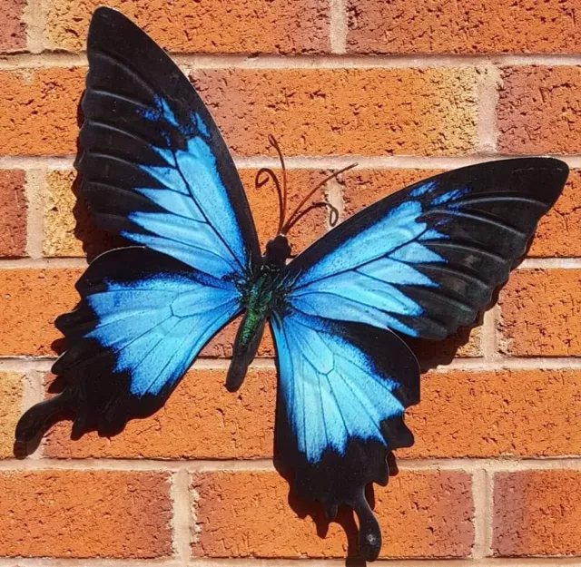 Large Metal Butterfly Blue And Black Outdoor Garden Home Decor Wall Art