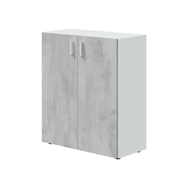 Armario Multiusos, 2 puertas, bajo, Blanco Artik - Gris Cemento