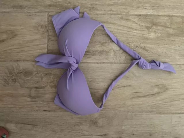 Women's Swimsuit Bikini Top Halter Underwire Push Up Padded LAVENDER SIZE M