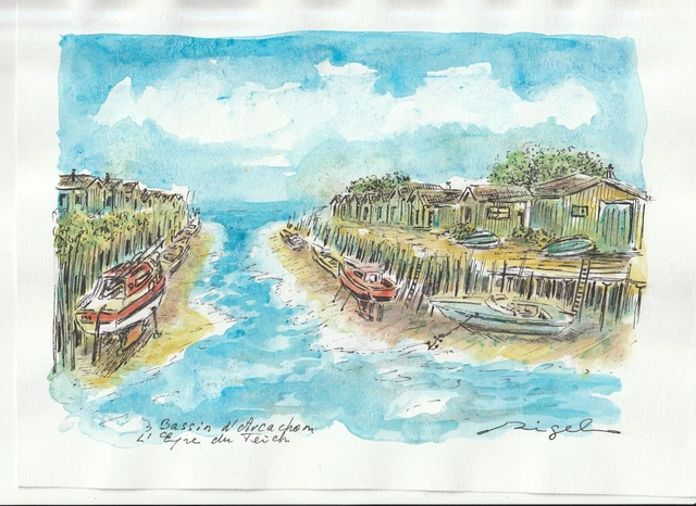 PORT DE L'EYRE du Teich de Rigel Côte Akoun bnf Art price EUR 11,00