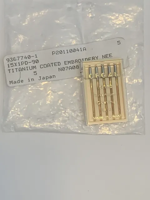 Nuevo órgano 15x1pd-90 recubierto de titanio emb máquina de coser agujas #14 Japón 5 piezas