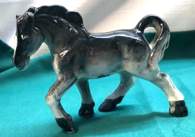 BEAUTIFUL Vintage  Porcelain HORSE Figurine-Gray and White-JAPAN-3.5" Tall