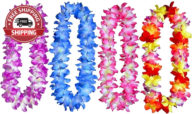 4 Pcs Thicken 41 Inch Hawaiian Leis, 4 Color Lei for Graduation Party, Dance Par