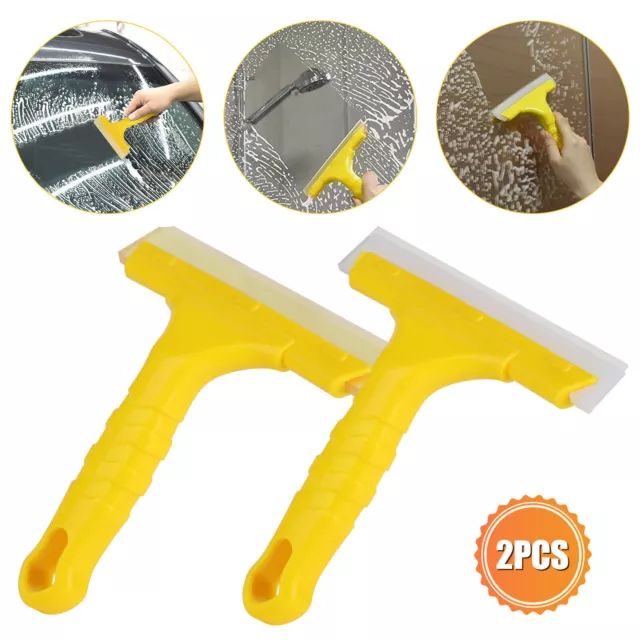 2X Window Squeegee Shower Cleaner Car Home Glass Wash Water Wiper Silicone Blade