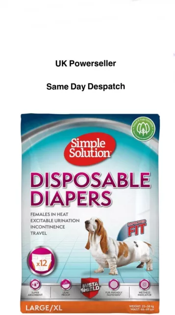 Simple Solution Dog Diaper Disposable Nappy Pants Large/X Large Size x 11 left