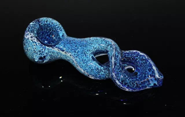 5" INFINITY BLUE LEOPARD Tobacco Smoking Glass Pipe THICK INFINITY Glass pipes