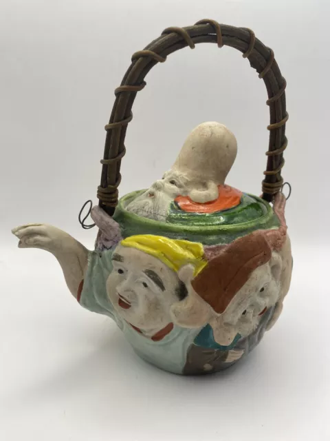 Antique Japanese Banko Ware Teapot - Multiple Faces