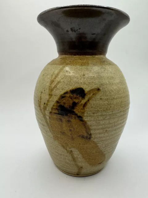 Vintage Art Pottery Vase With Bird On Branch