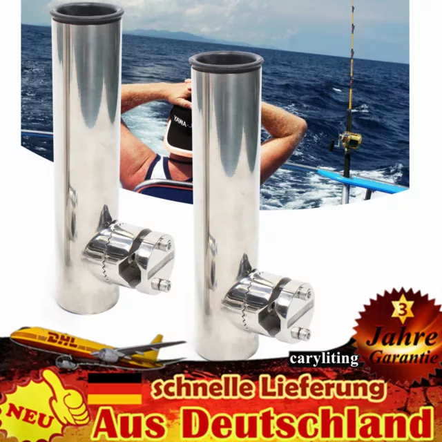 2X Edelstahl Bootsrutenhalter Angelrutenhalter Rutenhalter Für Reling (19-25mm)