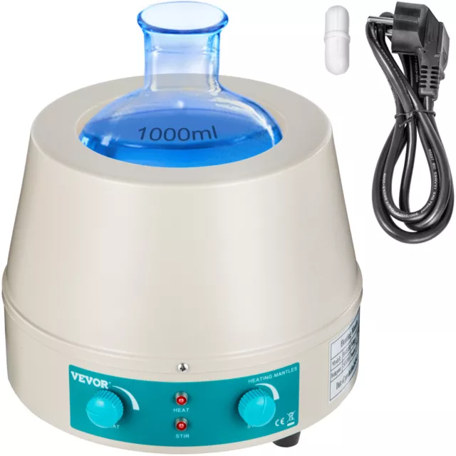 VEVOR Lab Heating Mantle 1000ML Magnetic Stirrer 0-2000rpm Thermost Heater 500W