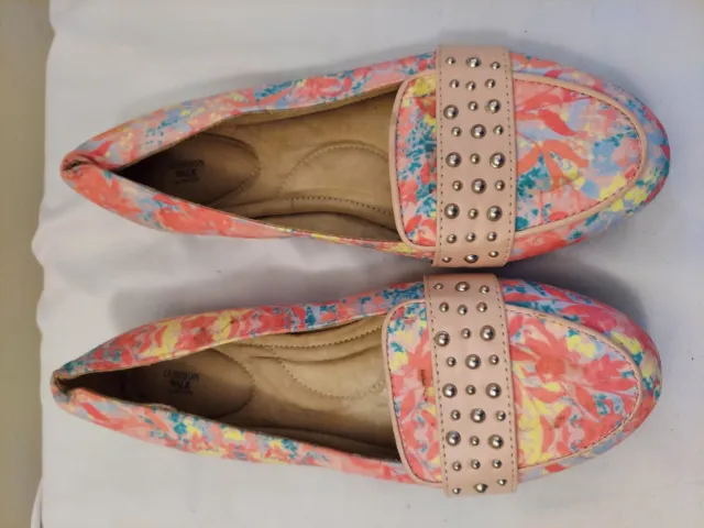Cushion Walk by Avon Womens Size 10 Multicolor Slip On Studded Ballet Flats