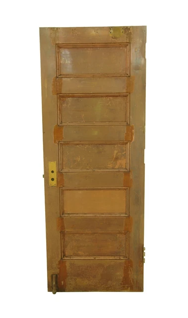 Antique 5 Panel Copper Industrial Door 83.5 x 31.625
