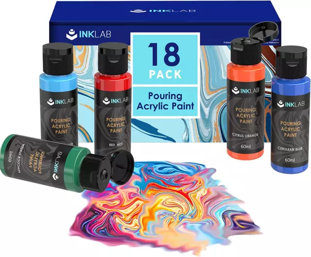 Pouring Acrylfarben Set 18 Farben Flüssige Gießfarbe 60Ml Flaschen Vorgemischte