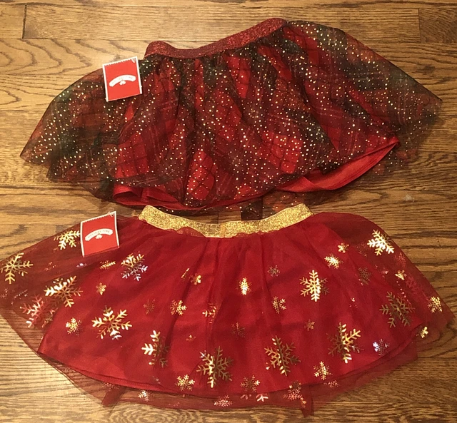 Christmas Tutu Skirts Girls Size 3t Lot of 2 Red Sparkly Tulle Holiday