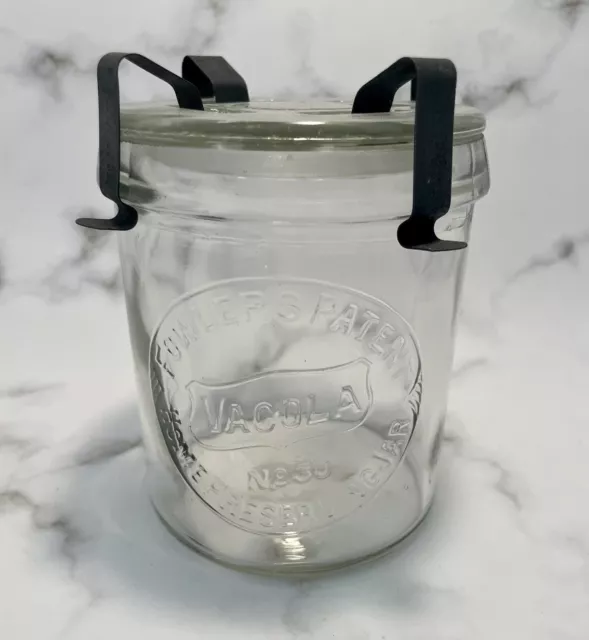 Fowlers Vacola Vintage #30 Jar Complete With Lid And VV Clips, Collectible