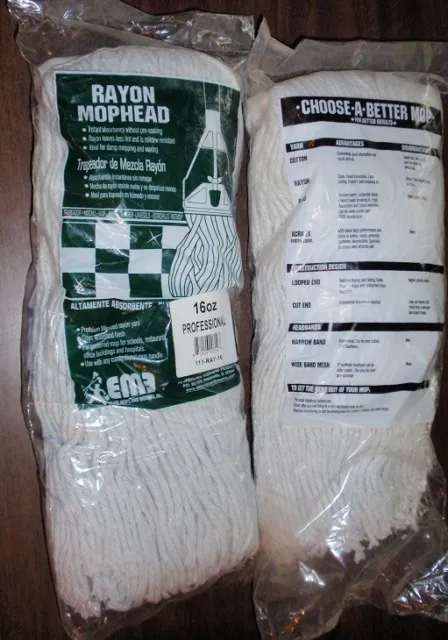 2 New Rayon Mopheads 16 Oz Professional   111-Ray-16