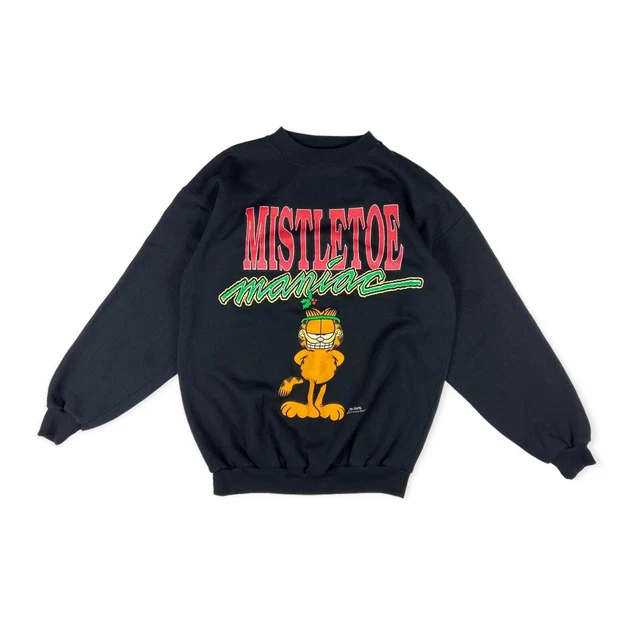 Garfield the Cat Vintage Mistletoe Maniac Christmas Crew Neck Sweatshirt L
