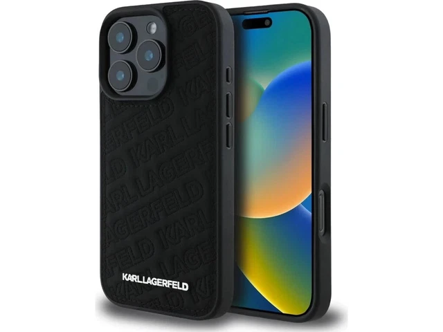 GENUINE KARL LAGERFELD Quilted Metal Logo Impact Case Apple iPhone