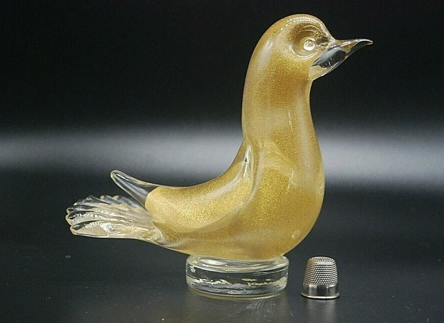 GROSSE Vintage Salviati Murano untergetaucht Goldstaub Pulver Glastaube Taube 15 cm