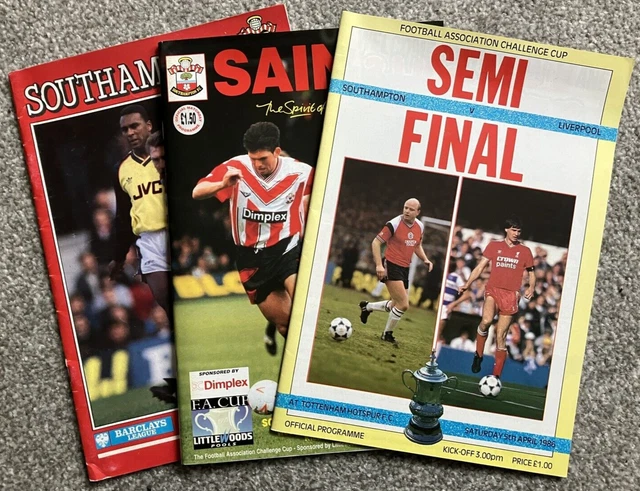 Southampton 3  FA Cup programmes as listed, including a semi final