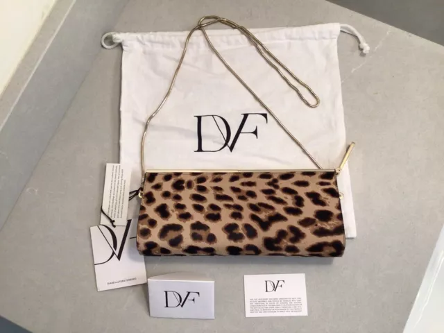 Diane Von Furstenberg Animal Print Leopard Clutch And Shoulder Bag NWT