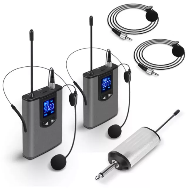 Digital Bodypack Wireless UHF Transmitter Receiver System w/ Lavalier Microphone