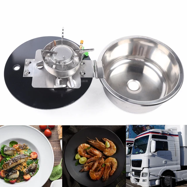 RV CAMPER LPG Gas Stove Hob Burner Stainless Steel Sink Combo For Boat
