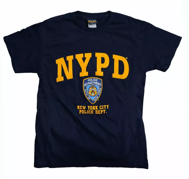 NYPD Kids Official Licensed T-Shirt Navy Yellow New York Police Youth Boys Tee