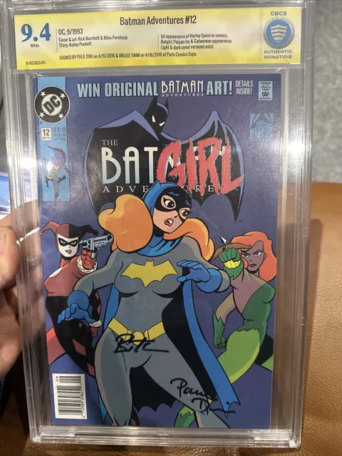 Batman Adventures 12 Cbcs 9.4 Signed Dini  & Timm 1st Harley Quinn (cgc,egs,pgx,