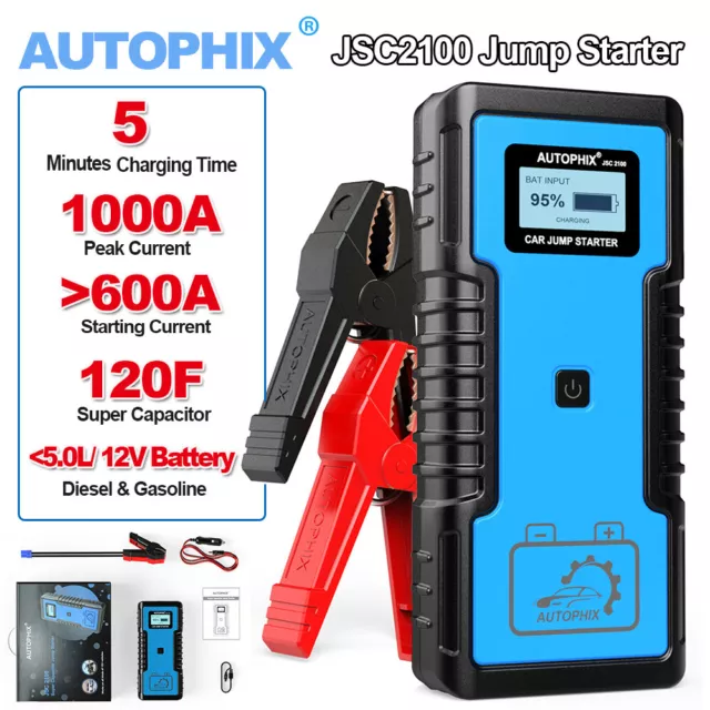 120F 1000A Auto Smart Jump Starter Booster Charger Rescue Pack Power Bank 2024