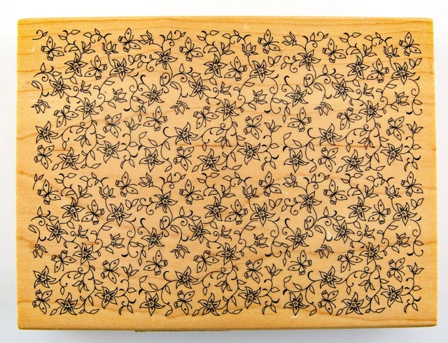 Inkadinkado Rubber Stamp Flowers & Butterflies Background Print Design Retired