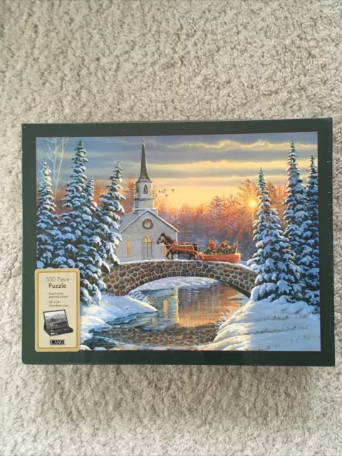 Lang Holiday Sleigh Ride 500 Pc Puzzle Easel Style Pop Up Cover NIB