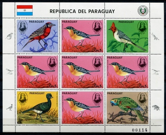 Paraguay 1985 Vögel Birds Audubon Uccelli Oiseaux 3869 Kleinbogen MNH