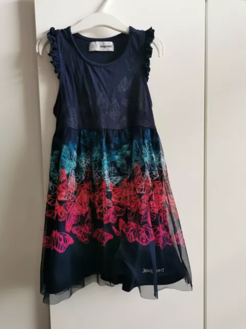 Desigual Mädchen Kleid Blau Schmetterlinge Gr. 110/116 selten getragen