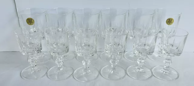 RCR Royal Crystal Rock Liqueur Glasses Vintage Retro Italy x12 Set 10+12cm VGC