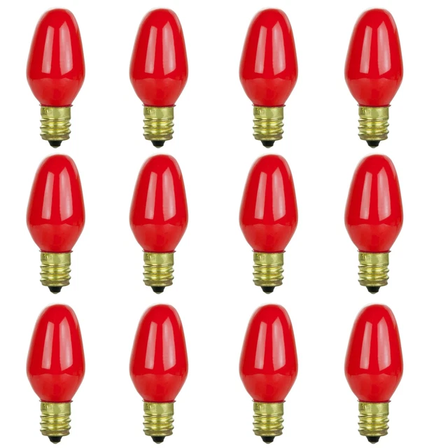 41795 7C7 Incandescent Bulb, 7 Watt, Candelabra E12 Base, C7 Small Ni...