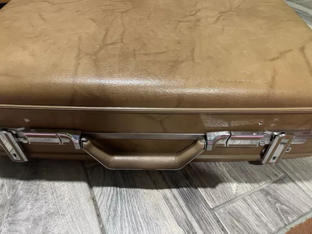 VINTAGE AMERICAN TOURISTER Brown leather Suitcase $60.00 - PicClick