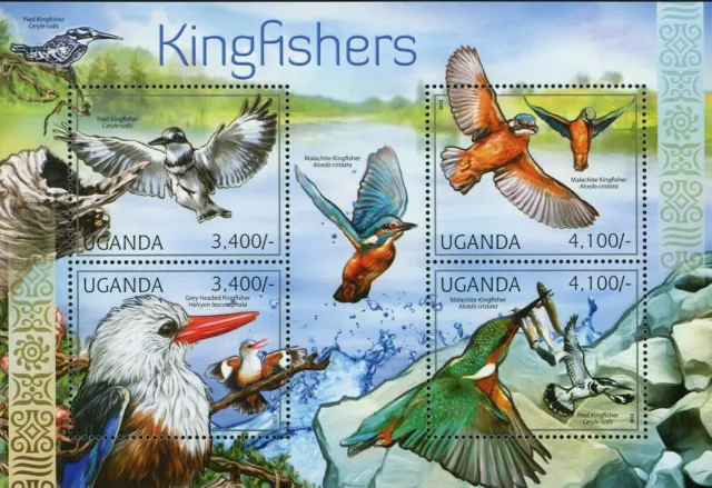 Kingfishers Stamp Pied Kingfisher Malachite Alcedo Cristata S/S MNH #2785-2788
