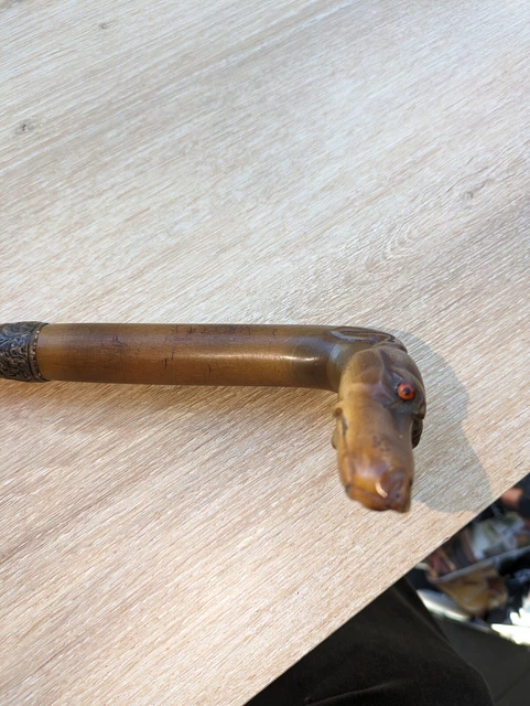 Canne épée dague tête de chien en bois - Cannes-épées (11823517