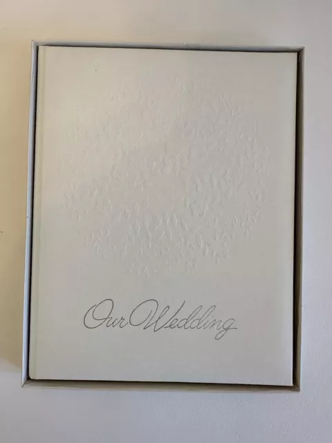 Vintage CR Gibson Our Wedding Book White Silver Hardcover Keepsake 336 Guests