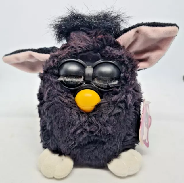 VINTAGE 1998 TIGER Electronic Vintage Furby Black White Green Eyes