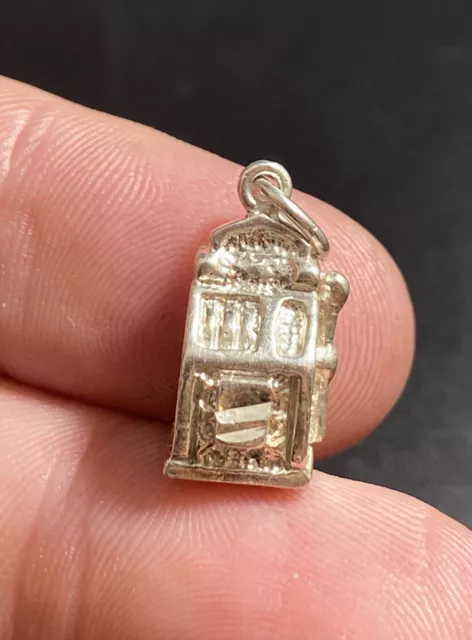 Vintage Sterling Silver Slot Machine Charm 3D Detail