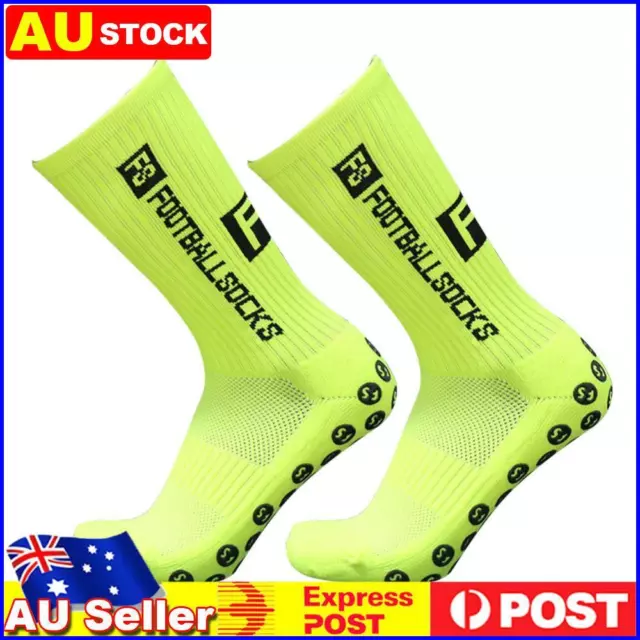 Round Silicone Suction Non Slip Football Socks Sports Training Sock (Green)
