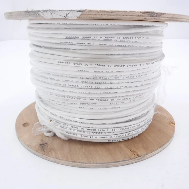 500' Paige 16/2C + 19/2C Solid Copper FPLP/CMP Wire White