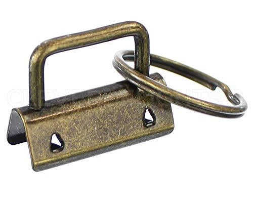 1.25" Key Fob Hardware Set with Key Rings - 100 Sets - Antique Bronze Color -...