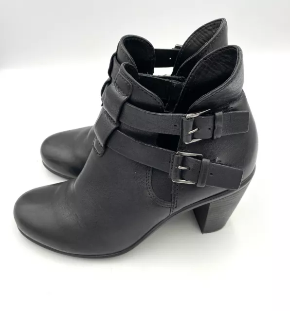 Ecco Women’s Touch 75 Double Buckle Ankle Heel Boots Black Size 4.5 US EU 35